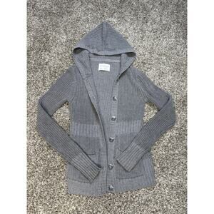 Vintage Women’s Aeropostale Y2K Gray Cable Knit Sweater Button Up‎ Hoodie Size M